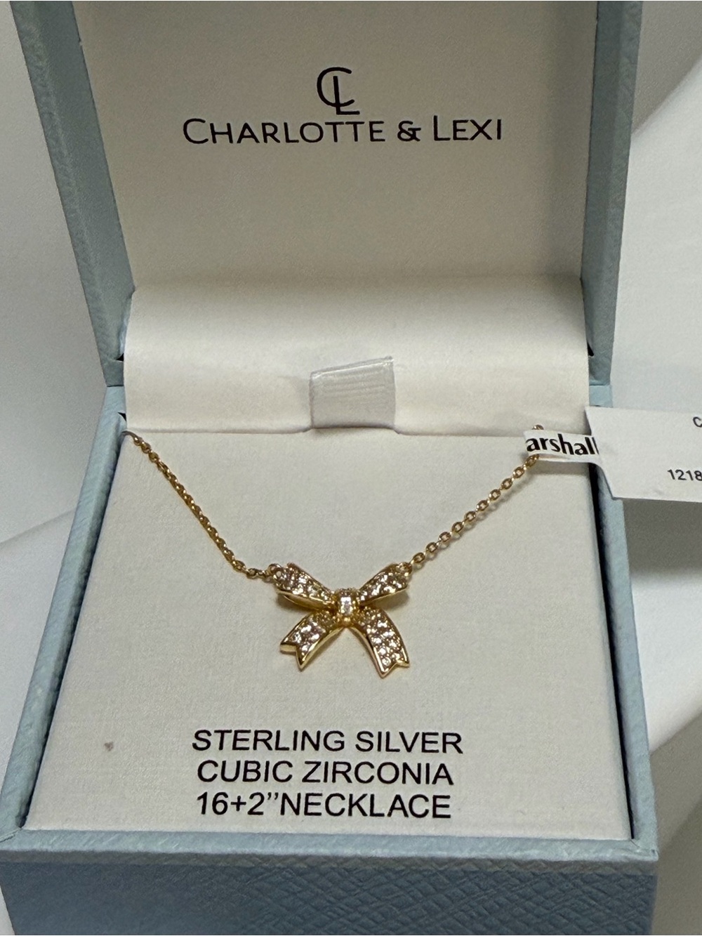 Charlotte & Lexi Gold Bow Necklace with Cubic Zirconia